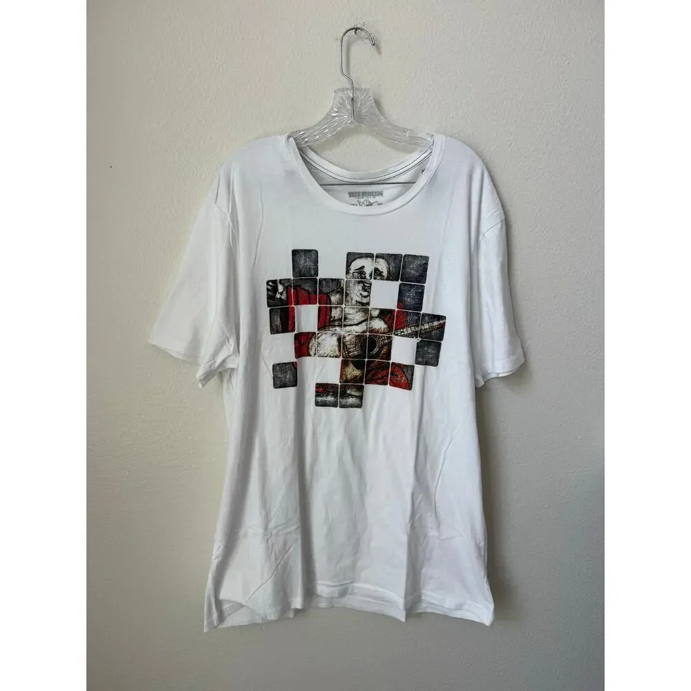 True Religion Men’s Buddha Checks Crew Neck T-Shirt Size XXL